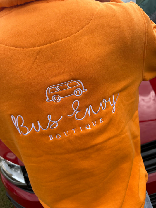 OG Bus Envy embroidered hoodie. Orange & white