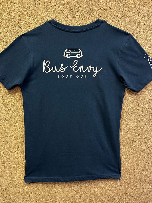 Premium Bus Envy T-Shirt. French navy & cream