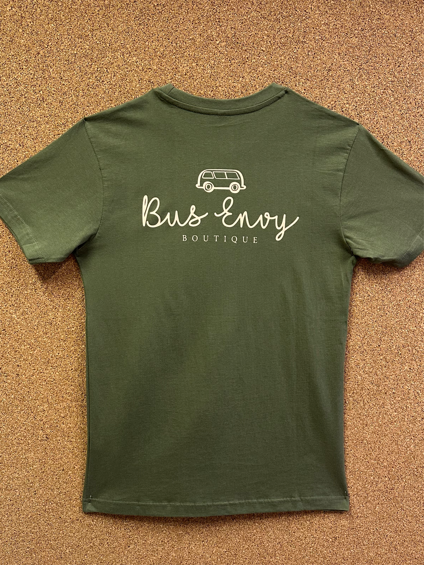 Premium Bus Envy T-Shirt. Khaki & cream