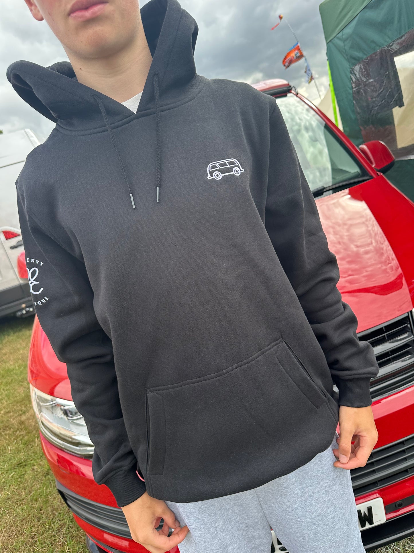 OG Bus Envy embroidered hoodie. Black & white