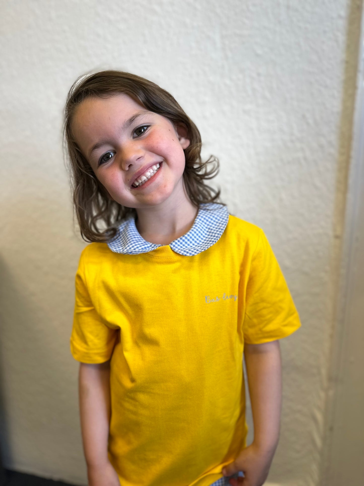 Bus Envy BE good and BE kind charity T-Shirt. Golden yellow & blue