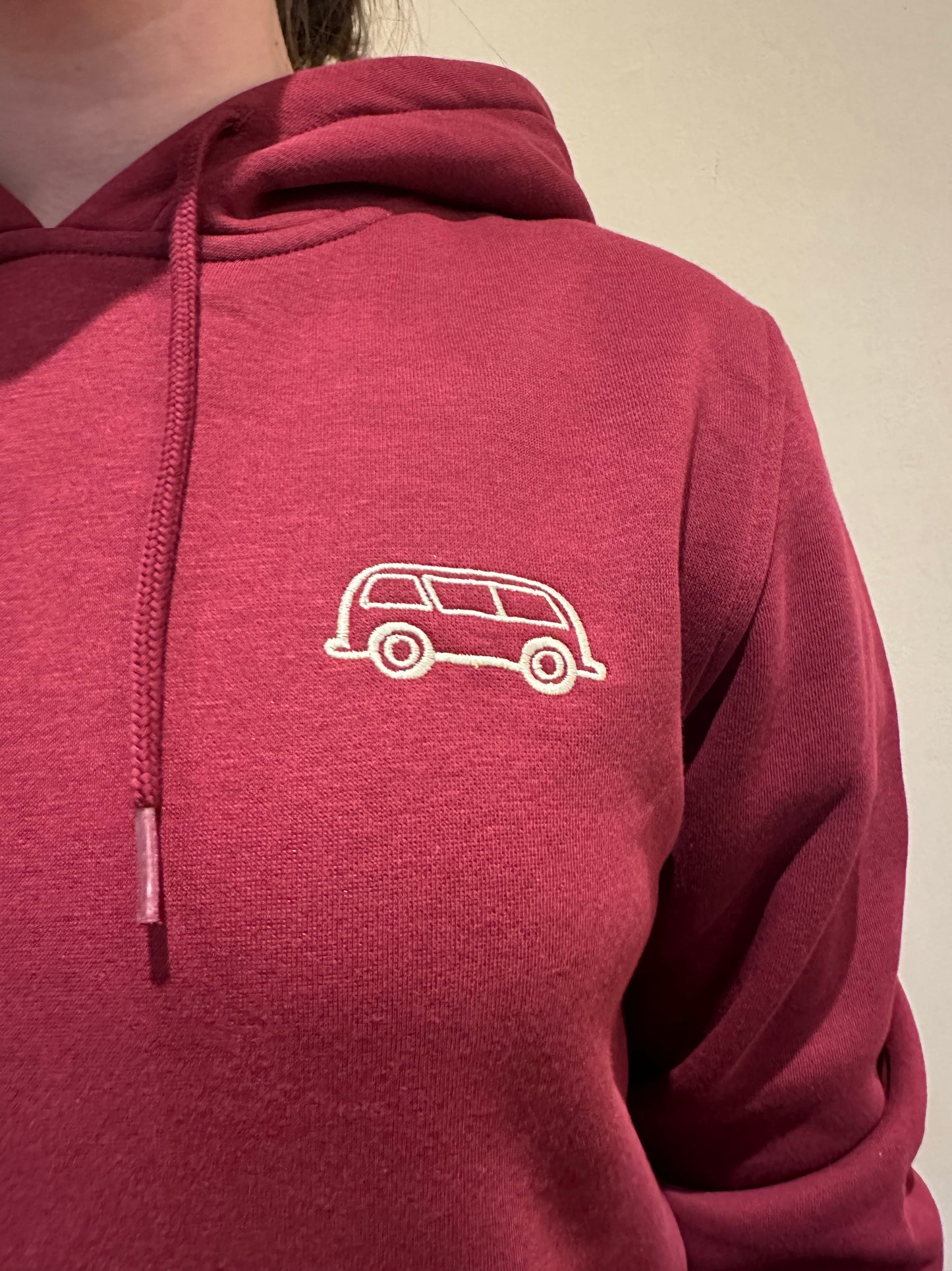 OG Bus Envy embroidered hoodie. Burgundy & cream