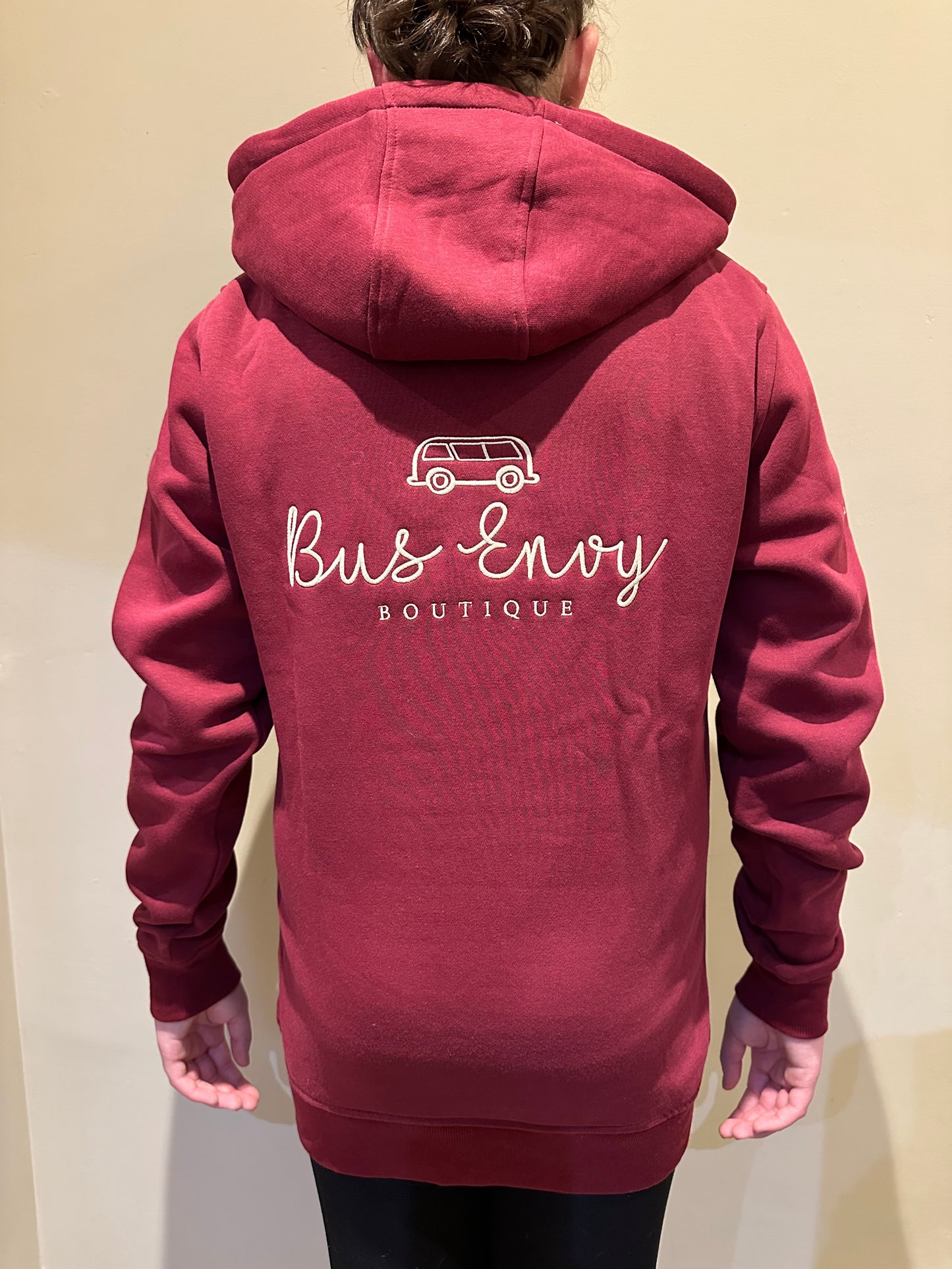 OG Bus Envy embroidered hoodie. Burgundy & cream