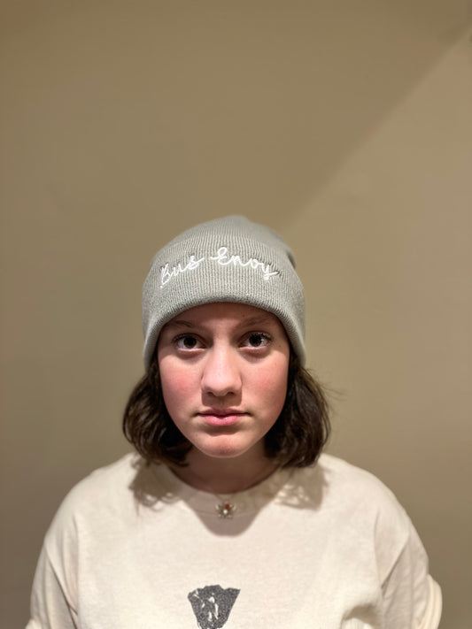Unisex Bus Envy beanie. Grey & white