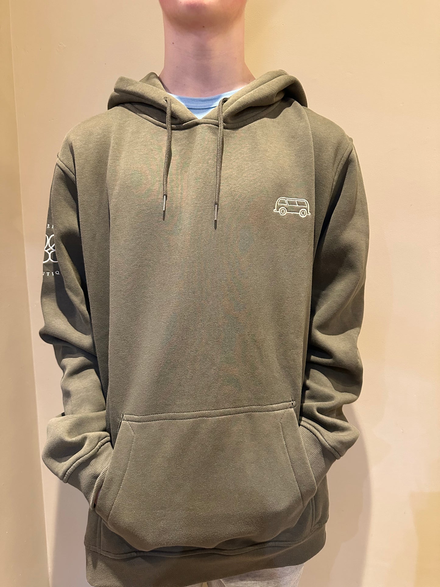 *LAST ONE* OG Bus Envy embroidered hoodie. Khaki & cream