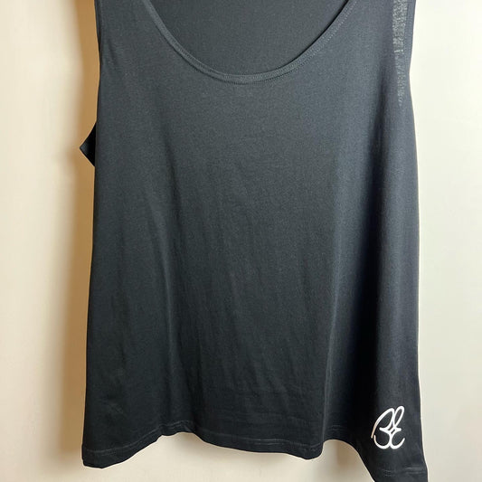 Ladies vest. Black with white print