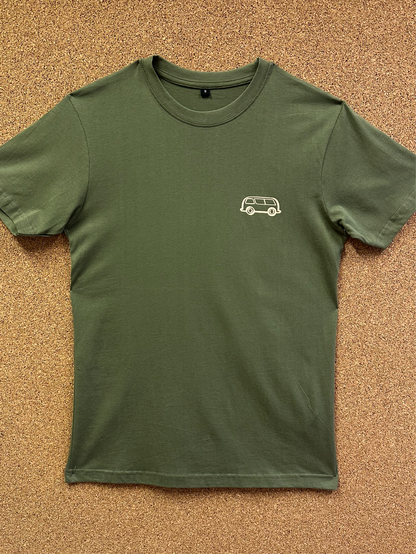 Premium Bus Envy T-Shirt. Khaki & cream