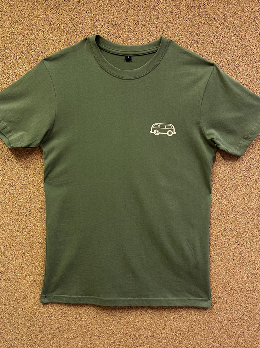 Premium Bus Envy T-Shirt. Khaki & cream