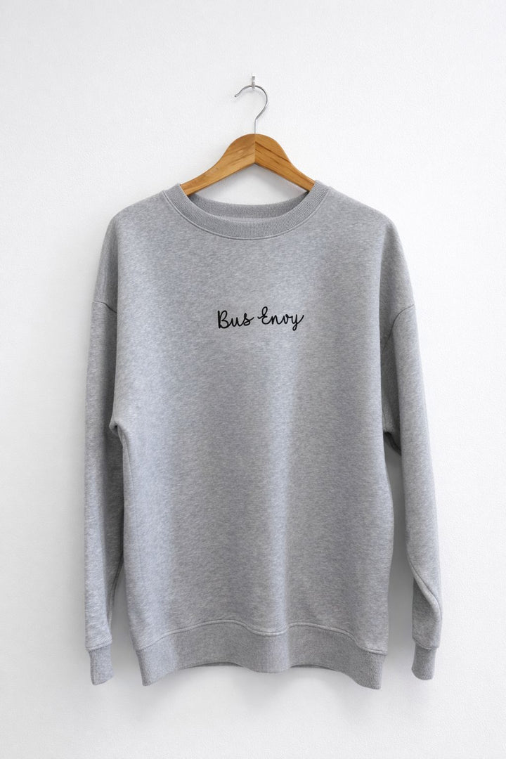 Premium Bus Envy crew neck sweatshirt. Heather grey & black