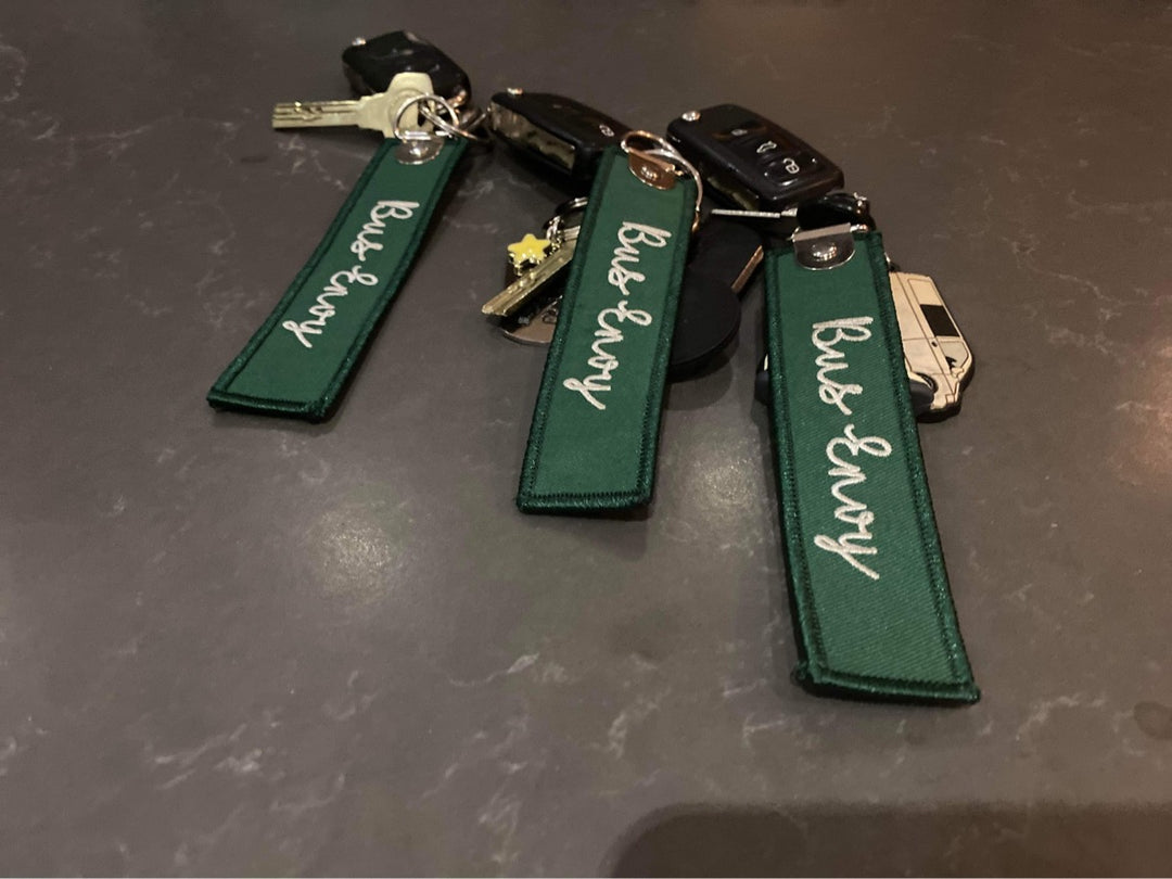 Signature Bus Envy embroidered keyring