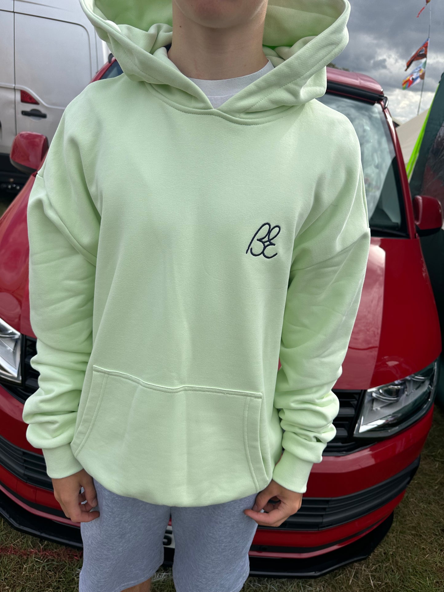 OG Bus Envy embroidered hoodie. Pale mint & navy