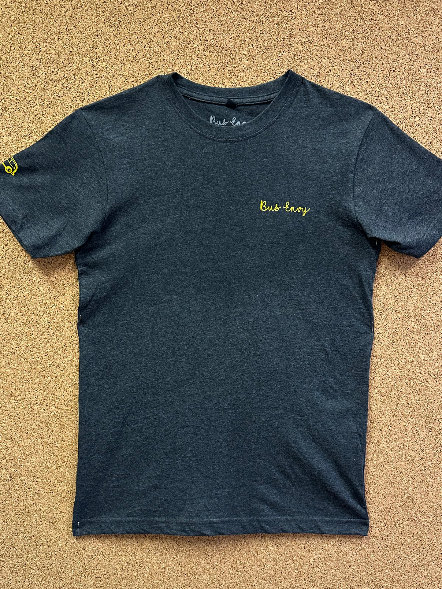 Premium BE T-shirt. Charcoal grey & yellow