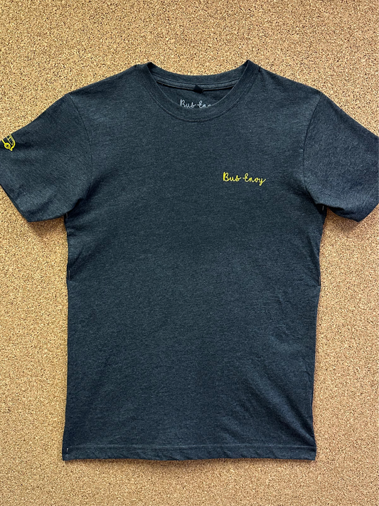 Premium BE T-shirt. Charcoal grey & yellow