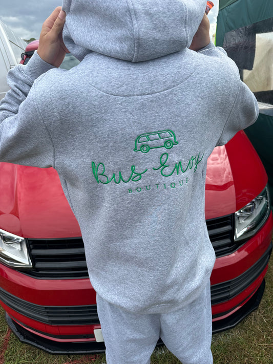OG Busy Envy embroidered hoodie. Heather grey & green