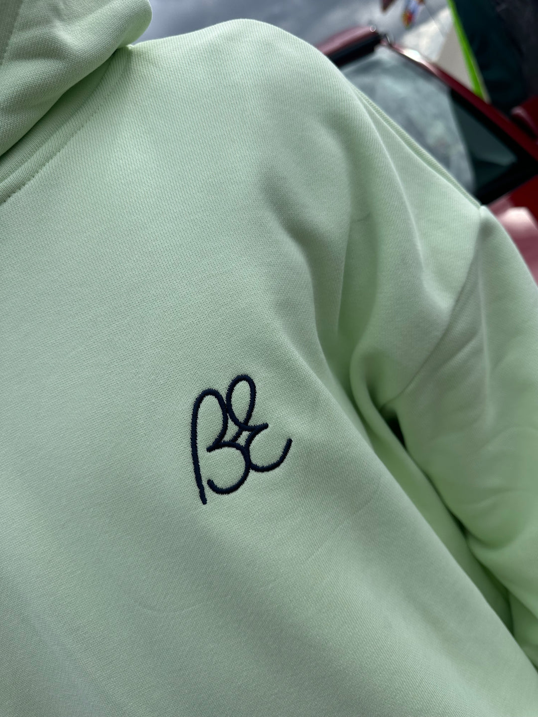 OG Bus Envy embroidered hoodie. Pale mint & navy