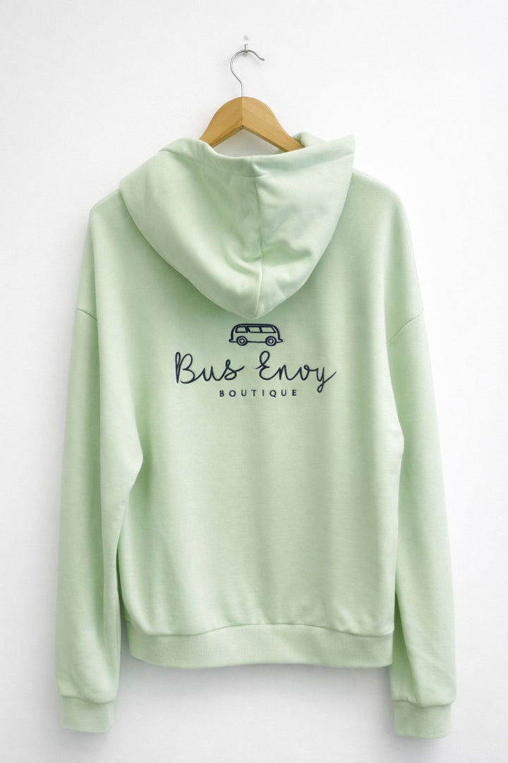 OG Bus Envy embroidered hoodie. Pale mint & navy