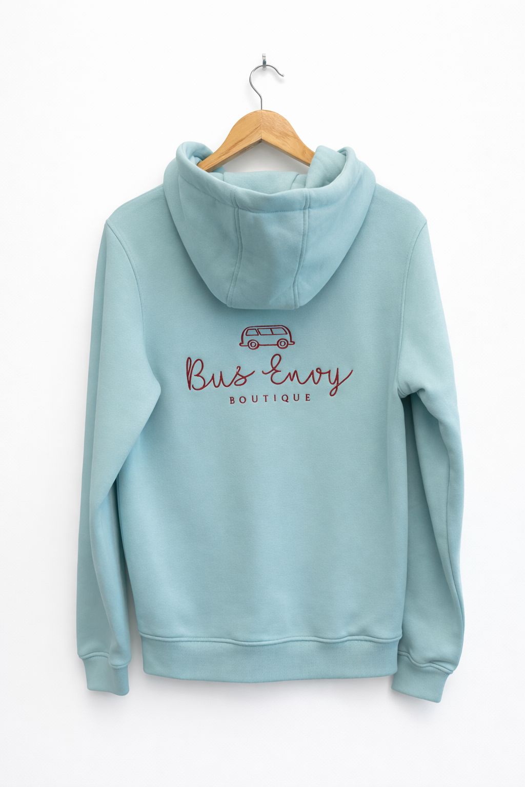OG Bus Envy embroidered hoodie. Duck egg blue & plum