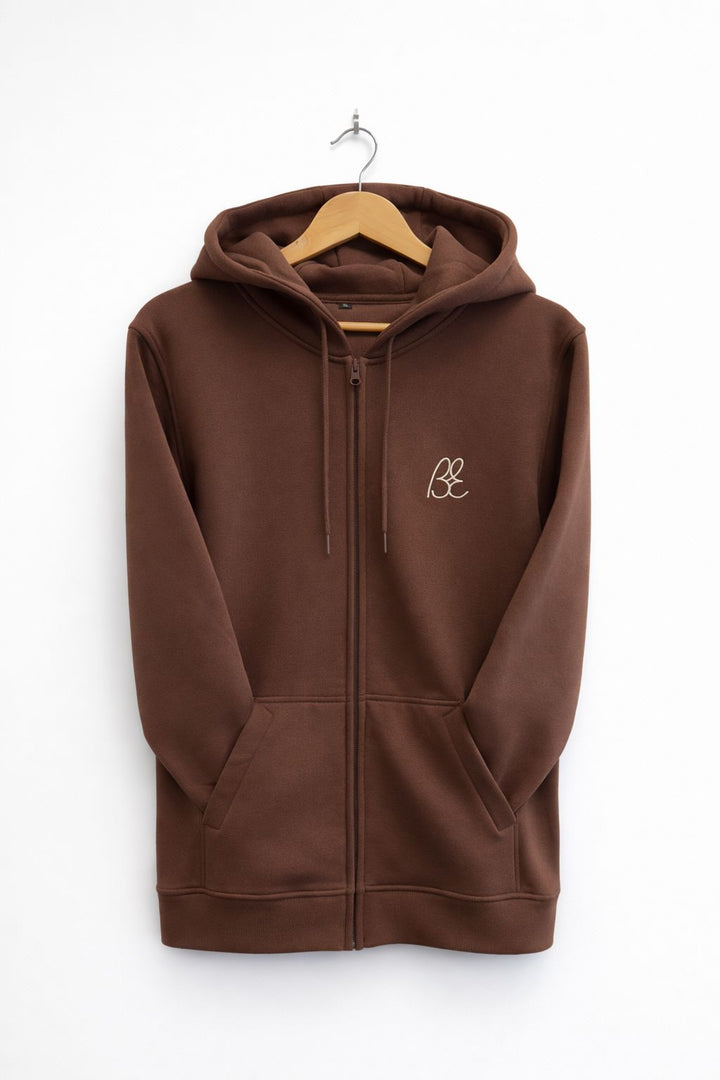 OG Bus Envy embroidered zip hoodie. Brown & cream