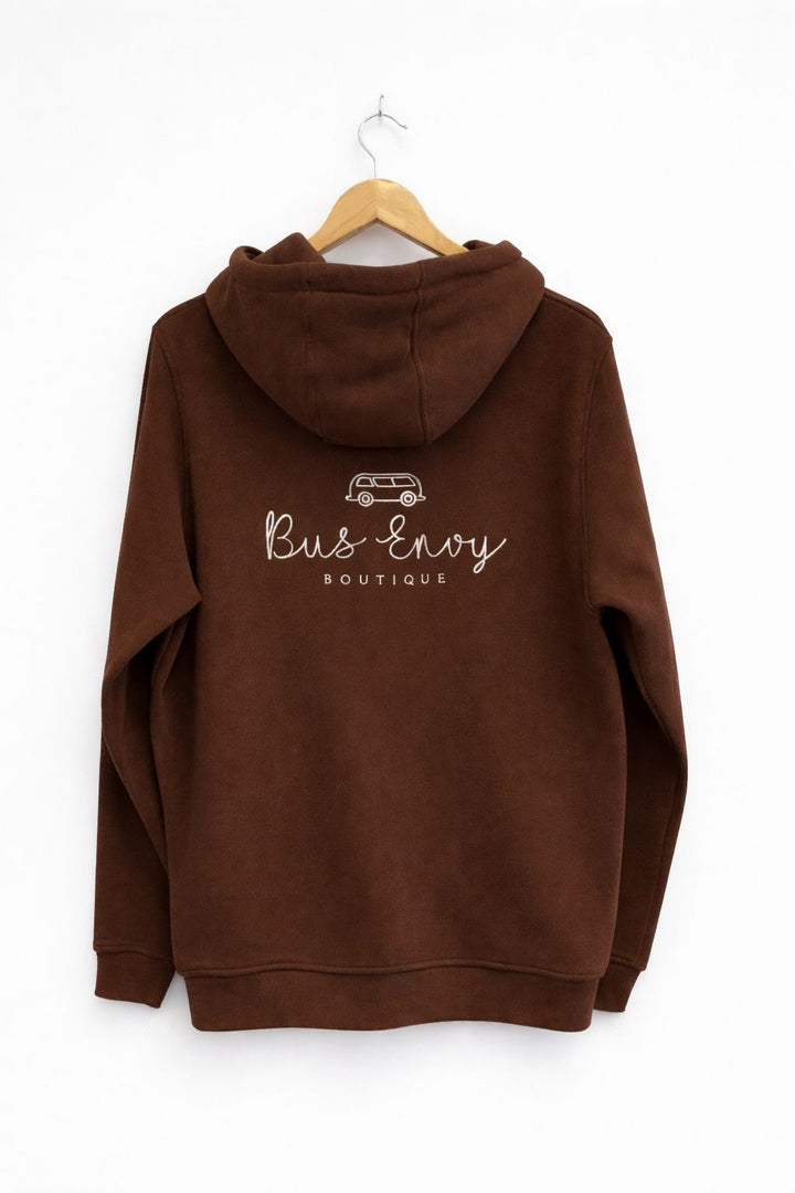 OG Bus Envy embroidered zip hoodie. Brown & cream