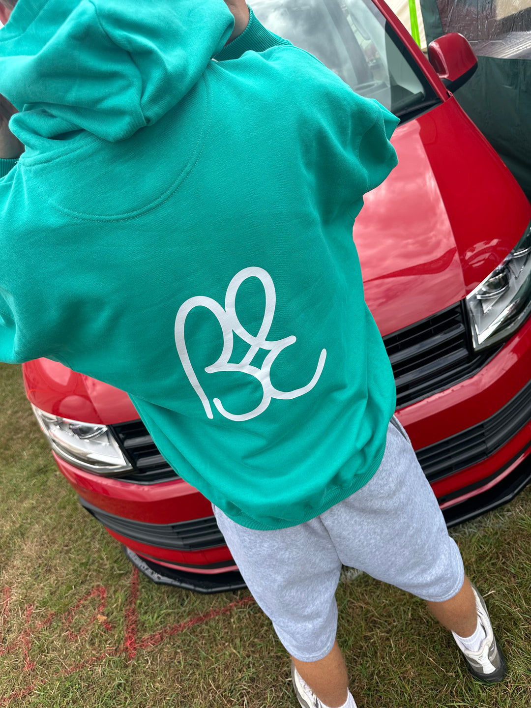 BE everyday heavyweight hood. Green & grey