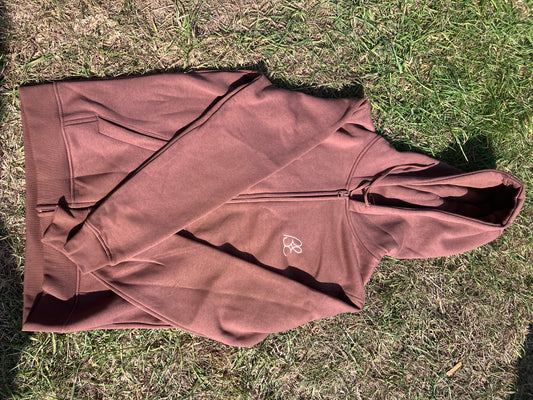 OG Bus Envy embroidered zip hoodie. Brown & cream