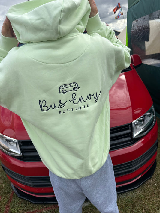 OG Bus Envy embroidered hoodie. Pale mint & navy