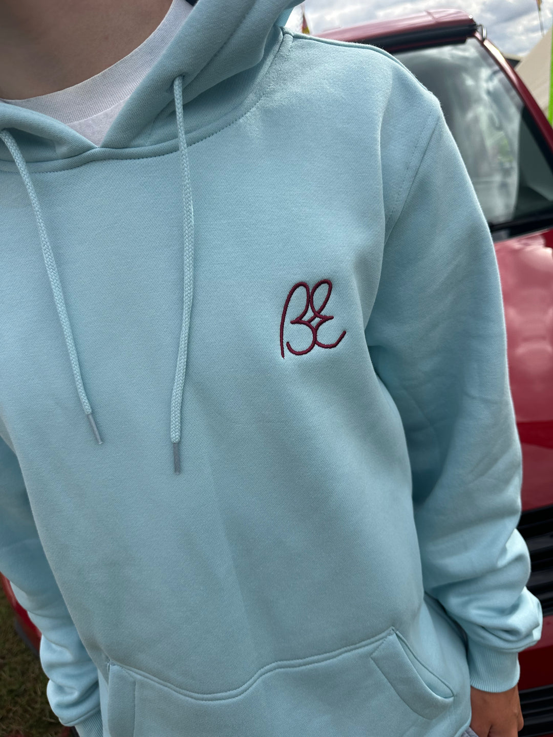 OG Bus Envy embroidered hoodie. Duck egg blue & plum