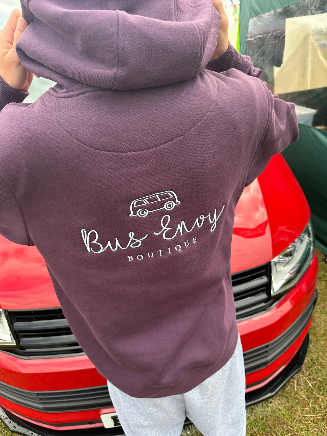OG Bus Envy embroidered hoodie. Plum & blue
