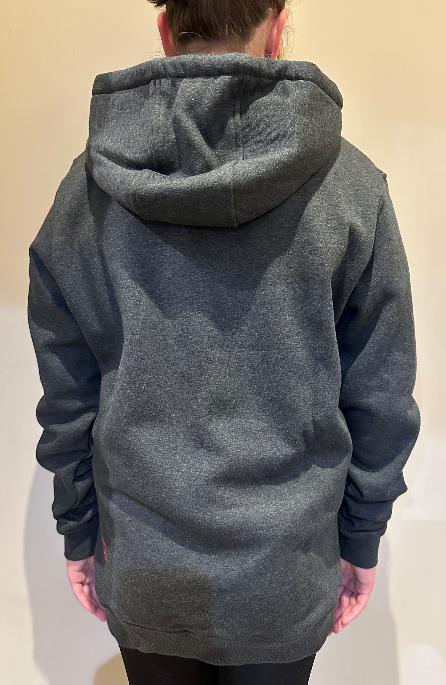 Signature embroidered hoodie. 3D Bus Envy logo. Charcoal grey & neon pink