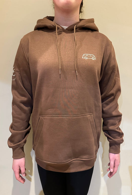 OG Bus Envy embroidered hoodie. Bark brown & cream