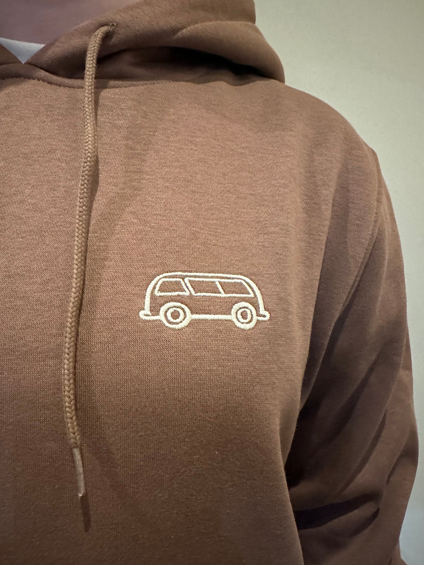 OG Bus Envy embroidered hoodie. Bark brown & cream