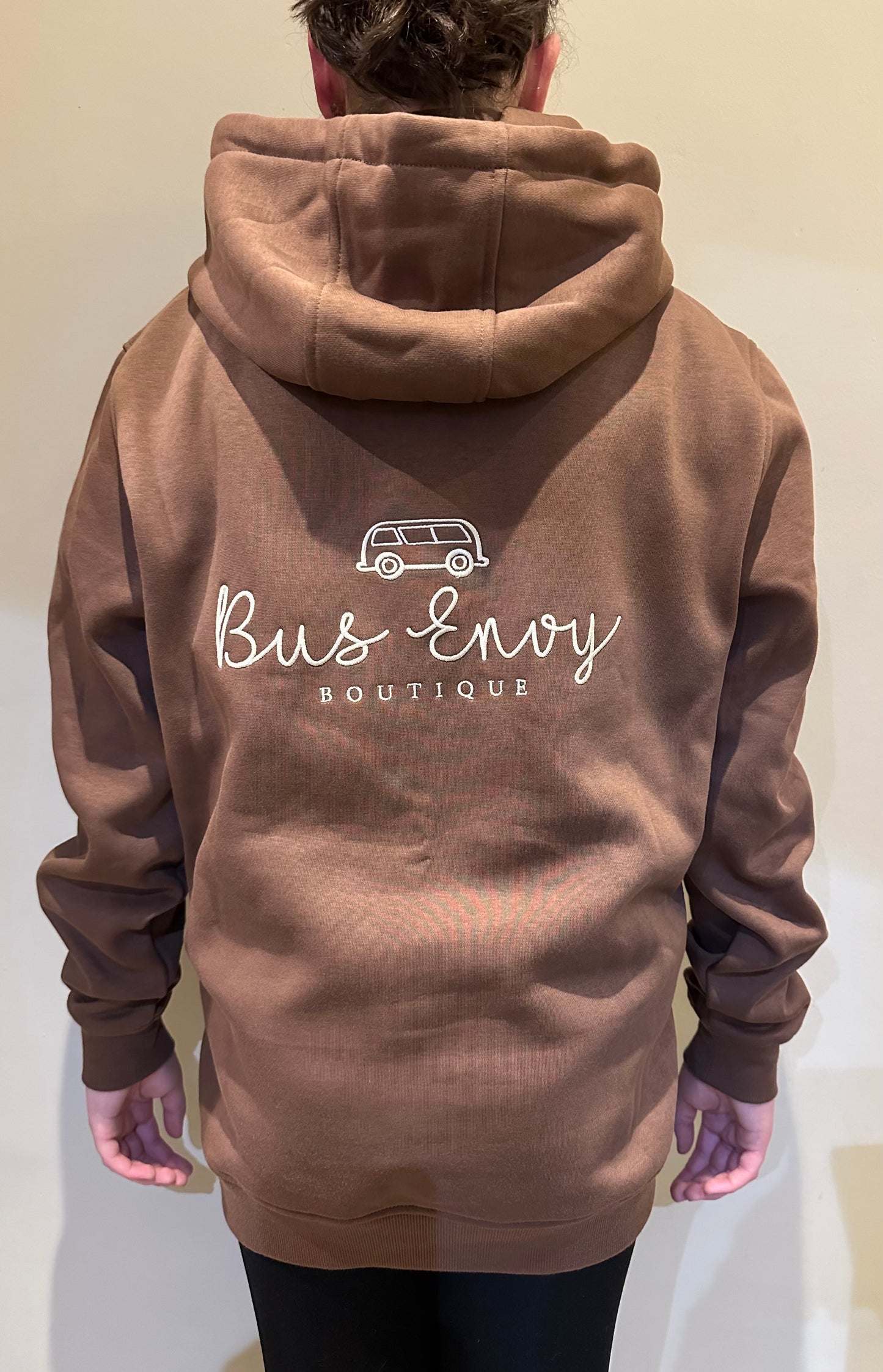 OG Bus Envy embroidered hoodie. Bark brown & cream