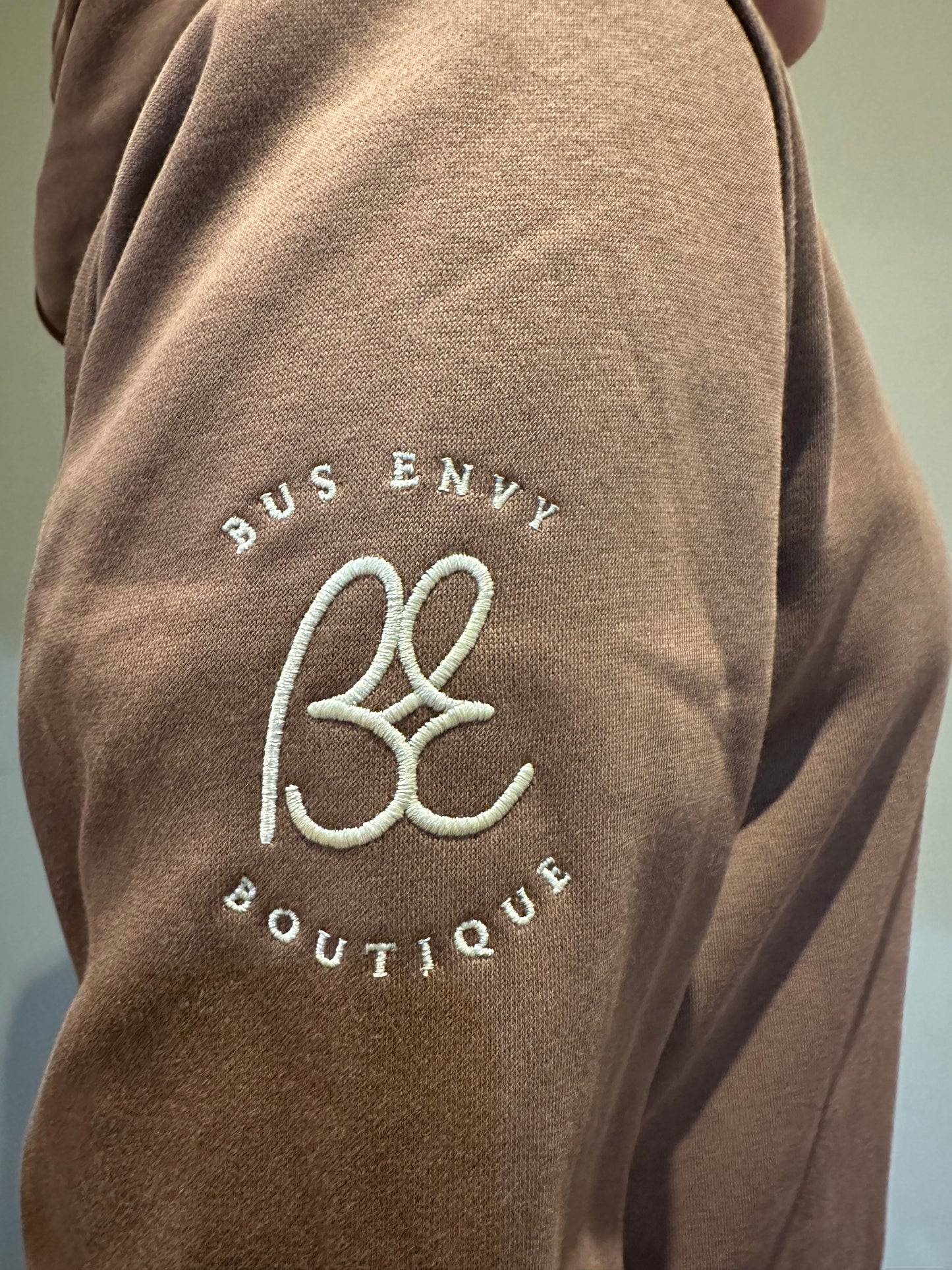 OG Bus Envy embroidered hoodie. Bark brown & cream