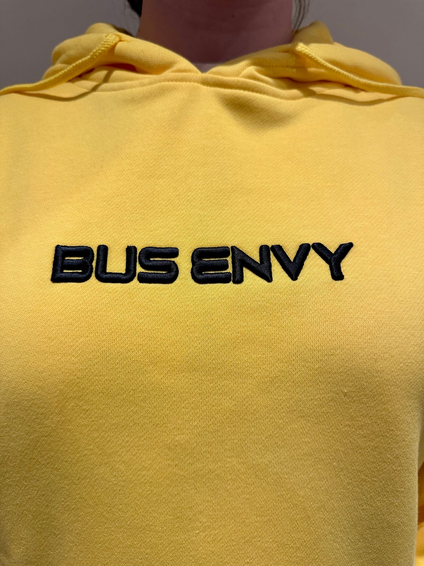 LAST FEW statement Bus Envy logo embroidered hoodie. Yellow & black