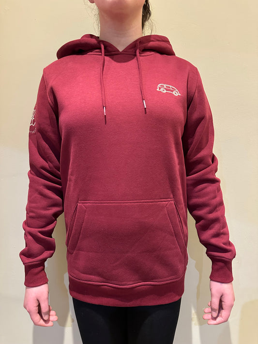 OG Bus Envy embroidered hoodie. Burgundy & cream
