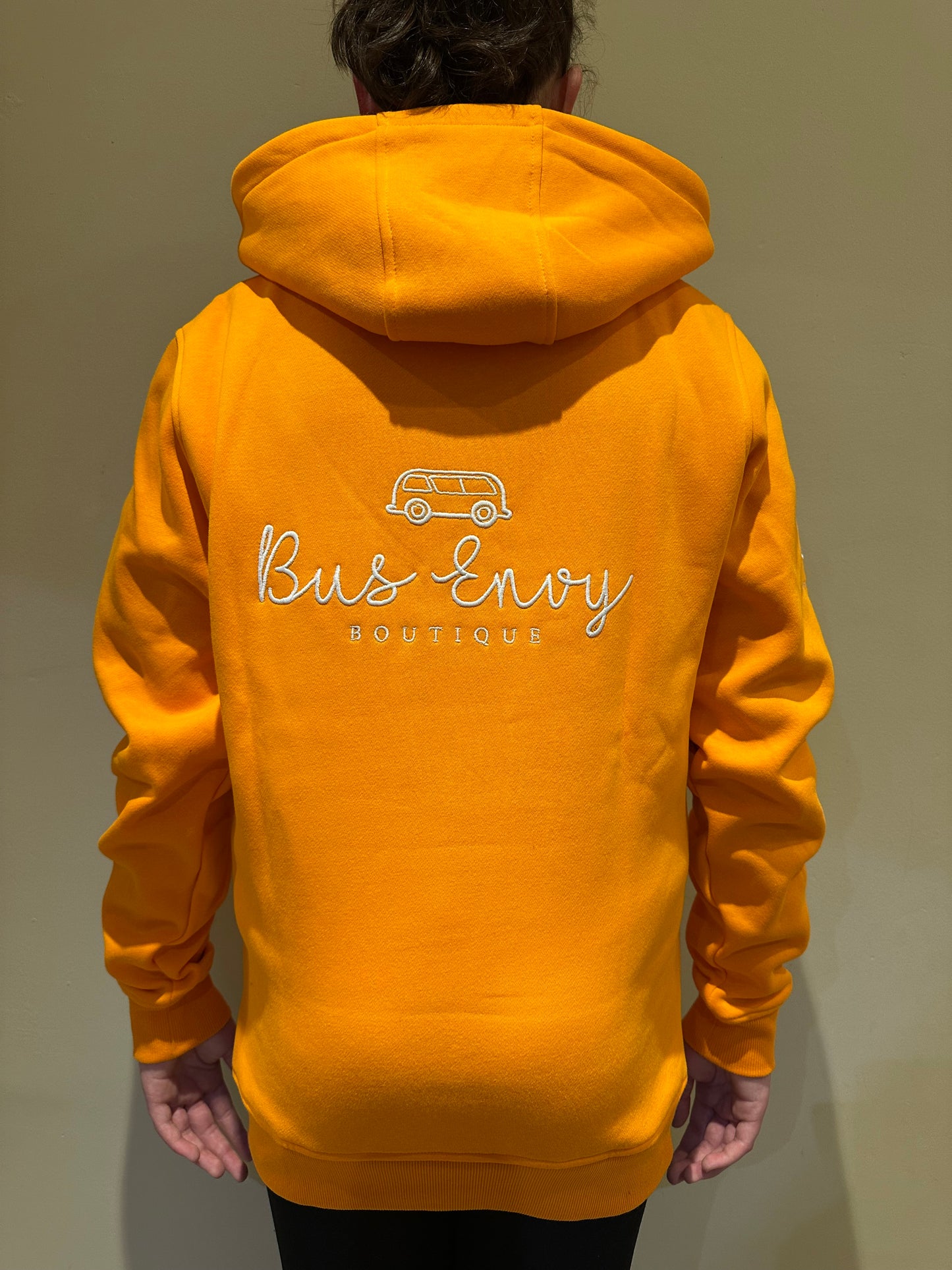 OG Bus Envy embroidered hoodie. Orange & white