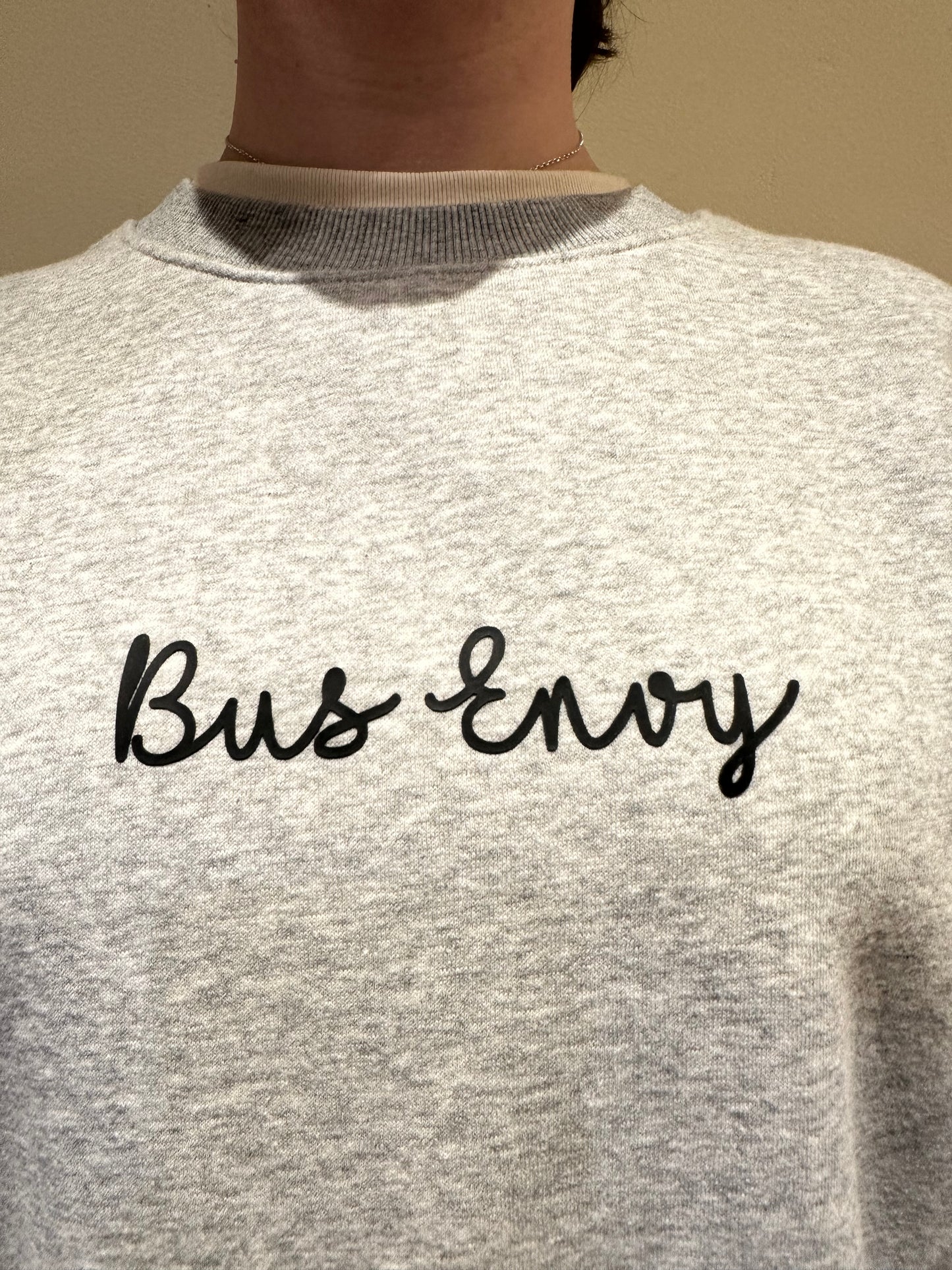 Premium Bus Envy crew neck sweatshirt. Heather grey & black