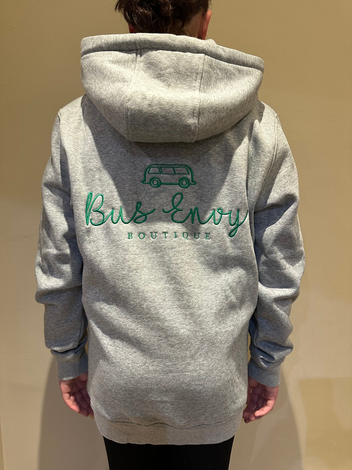 OG Busy Envy embroidered hoodie. Heather grey & green