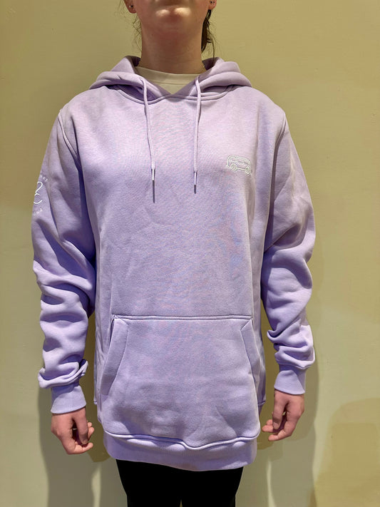 OG Bus Envy embroidered hoodie. Lilac & white