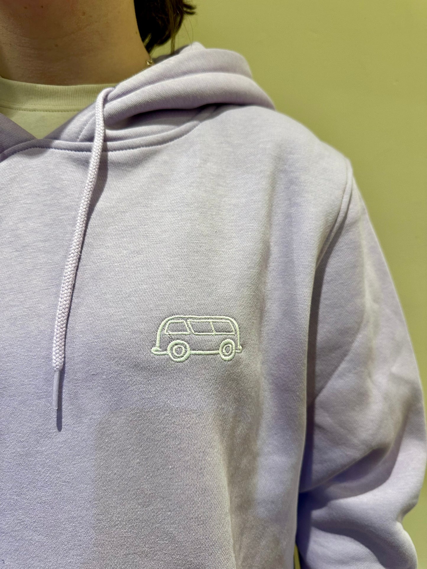OG Bus Envy embroidered hoodie. Lilac & white