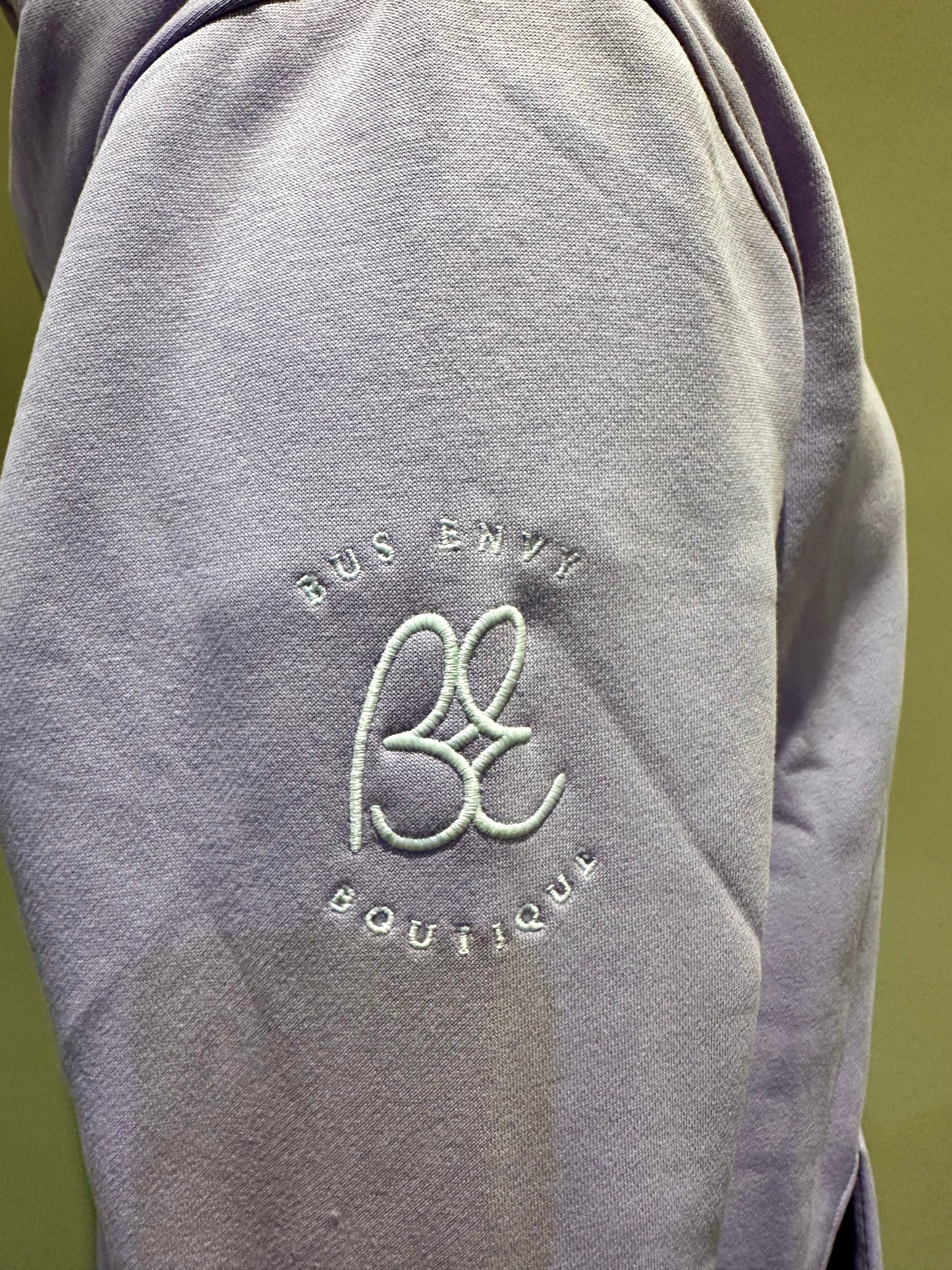 OG Bus Envy embroidered hoodie. Lilac & white