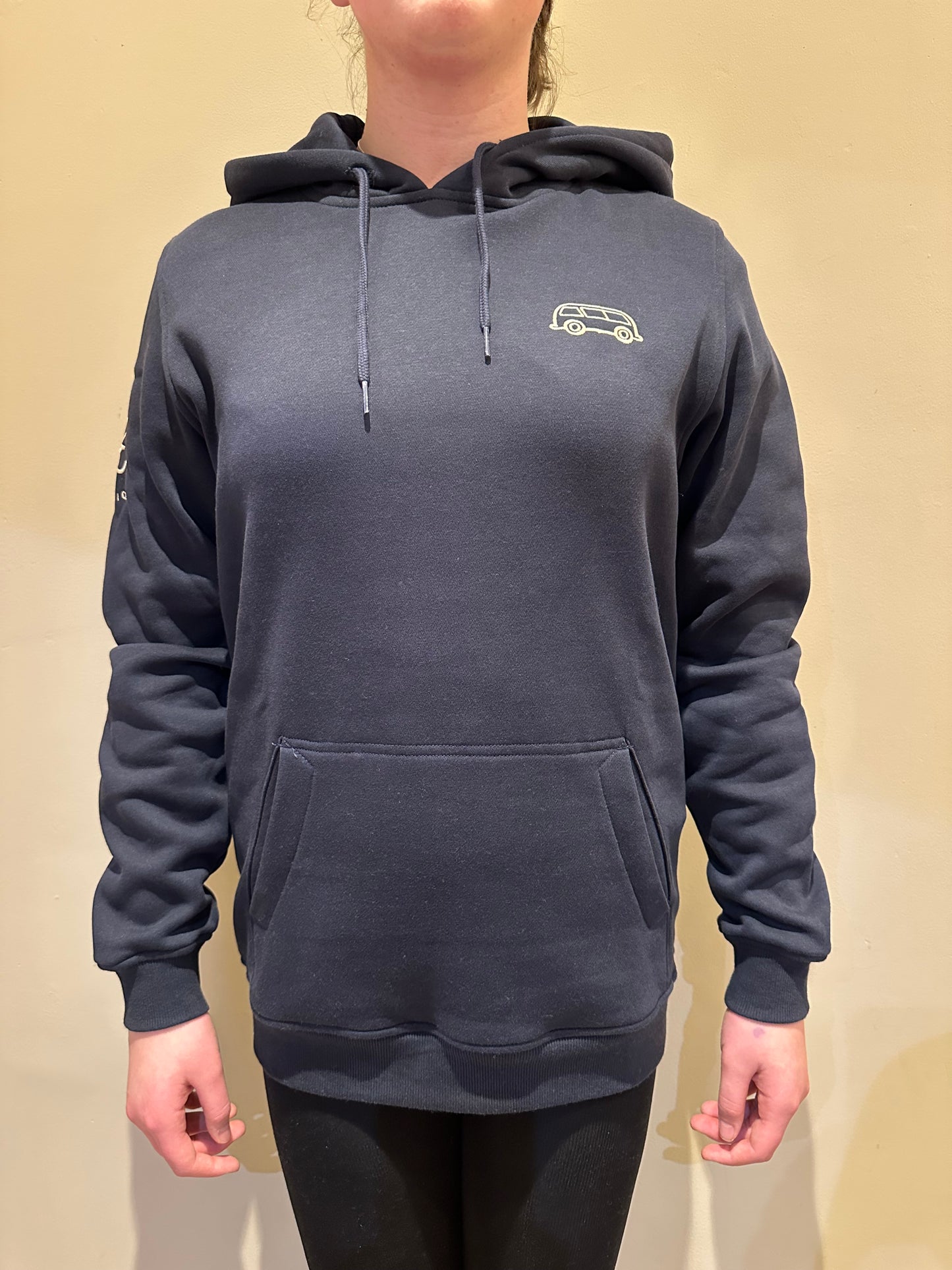 OG Bus Envy embroidered hoodie. Navy blue & cream