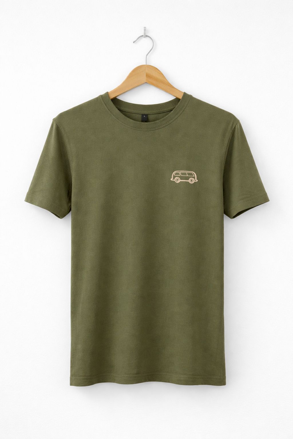 Premium Bus Envy T-Shirt. Khaki & cream