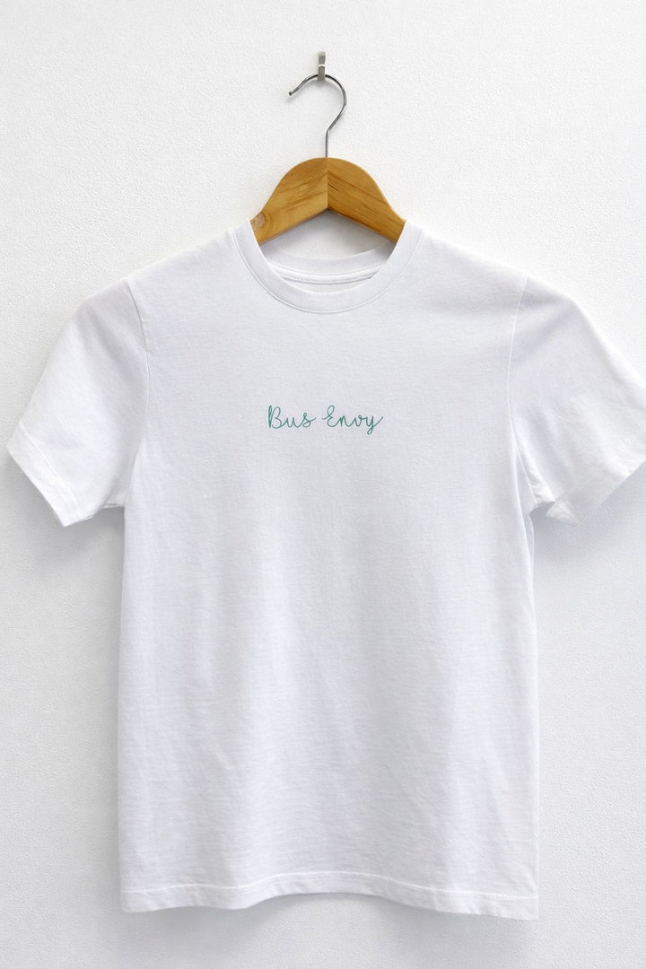 Bus Envy BE good and BE kind charity T-Shirt. White & green