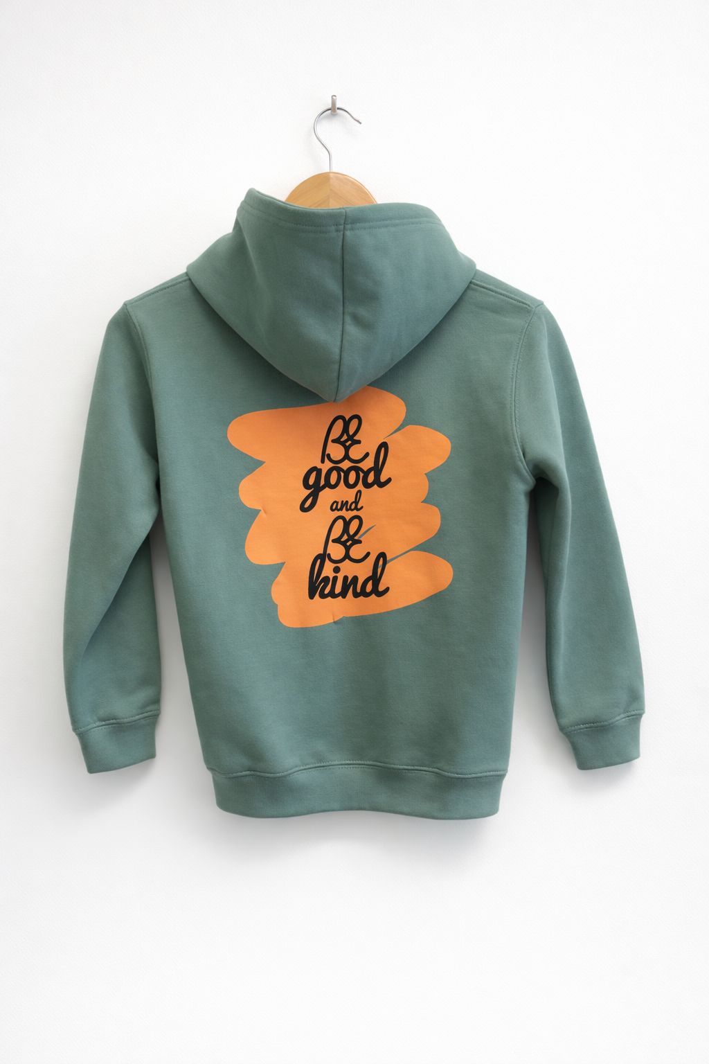 Bus Envy BE good and BE kind charity hoodie. Green & orange