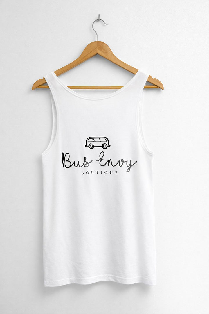 Ladies vest. White with black logos