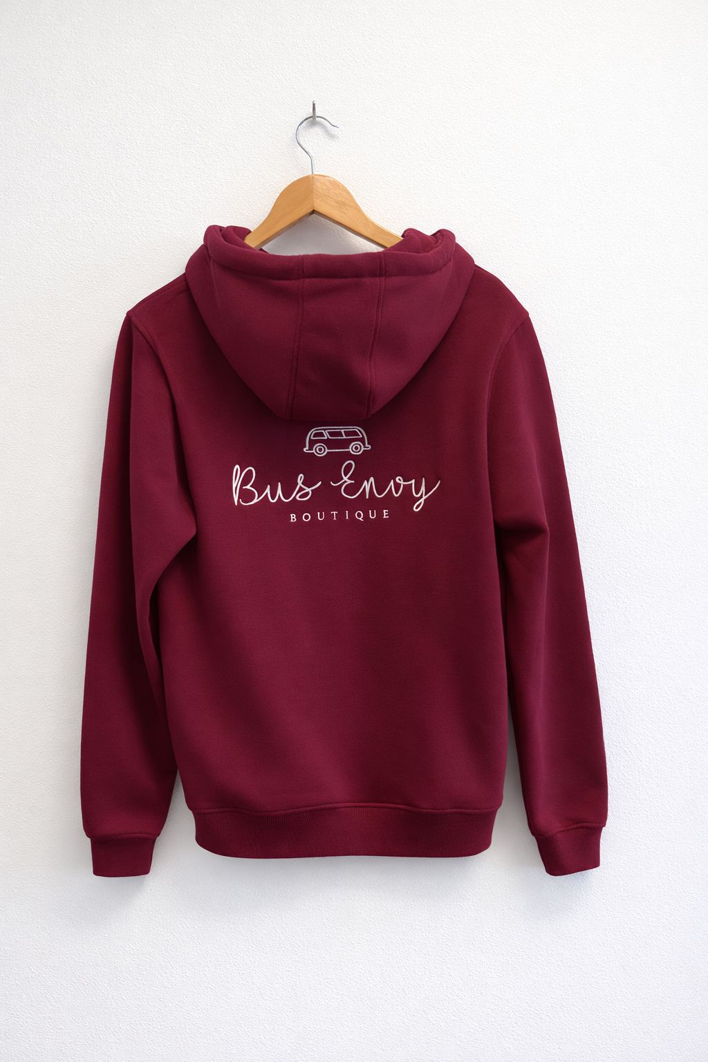 OG Bus Envy embroidered hoodie. Burgundy & cream