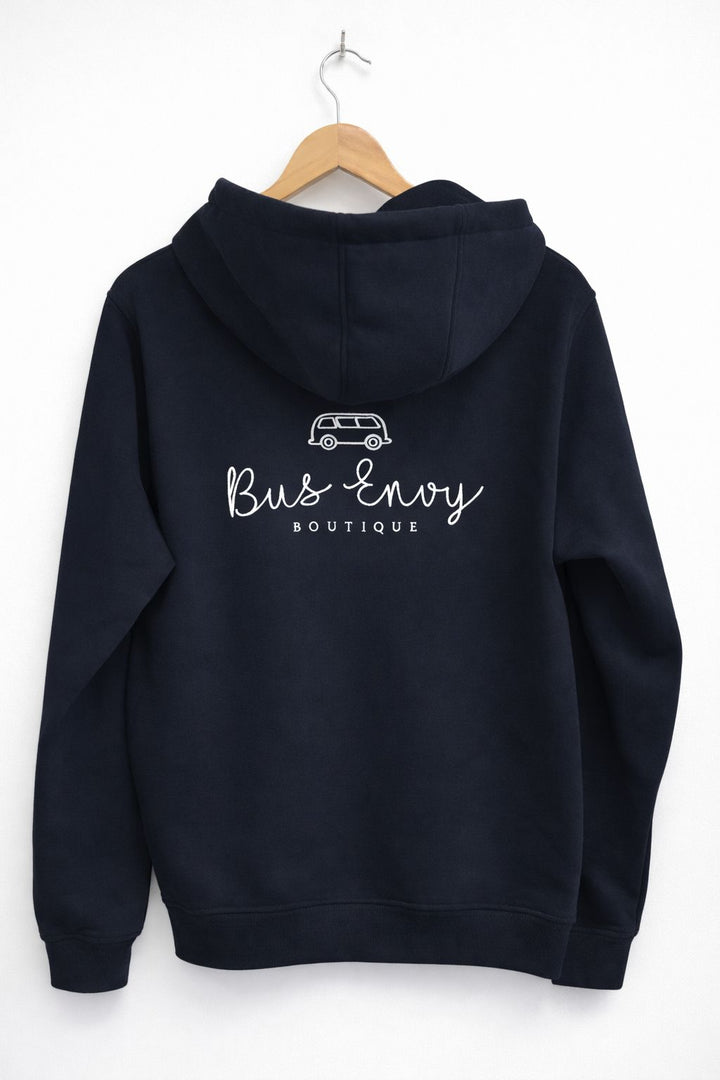 OG Bus Envy embroidered hoodie. Navy blue &amp; cream
