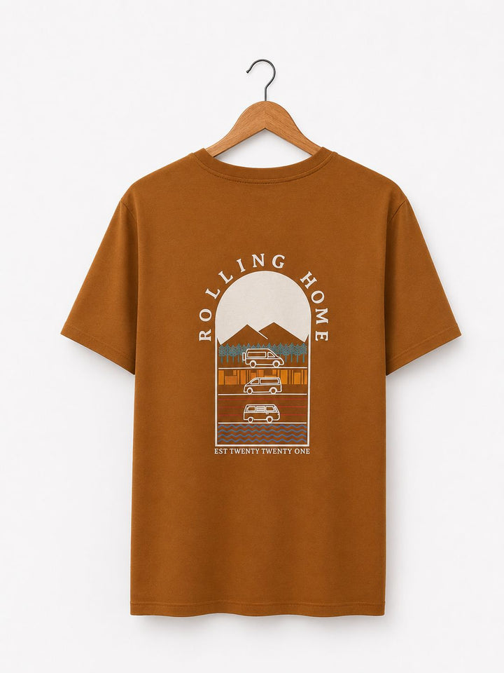 Heavy oversized Rolling Home T-shirt - Rust