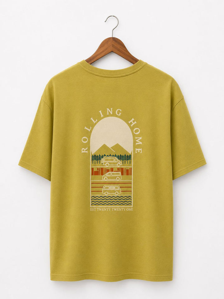 Heavy oversized Rolling Home T-shirt - Ochre Yellow